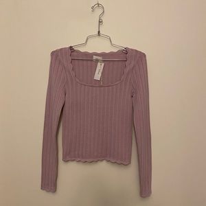 ARITZIA WILFRED PARCEL KNIT L/S TOP SMALL LILAC